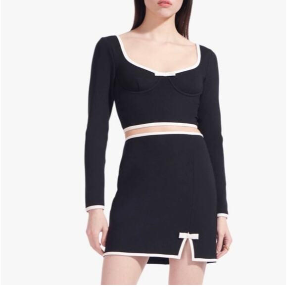 STAUD Black and White Long Sleeve Top - Picture 2 of 8